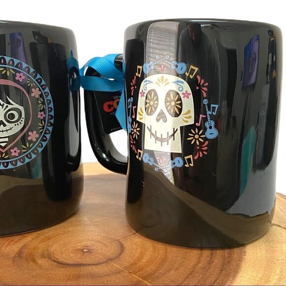 Rae Dunn Disney Pixar Coco LL Double Sided Black Mug Day Dead Lot Of 2 NWT - Picture 3 of 10